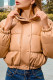 Khaki Casual Solid Patchwork Mandarin Collar Outerwear