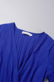 Red Elegant Solid Bandage Patchwork Pleated V Neck A Line Dresses