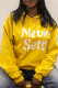 Yellow Casual Letter Patchwork Draw String Pocket Hooded Collar Tops