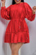Red Elegant Solid Bandage Patchwork Pleated O Neck A Line Dresses