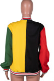 Red Casual Print Patchwork O Neck Outerwear