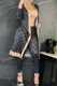 Black Elegant Print Patchwork Letter Cardigan Collar Long Sleeve Two Pieces
