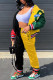 Black Yellow Casual Print Patchwork Contrast Long Sleeve Two Pieces (Subject To The Actual Object)