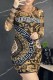 Black Brown Elegant Print Patchwork Letter O Neck Irregular Dress Dresses