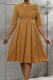 Ginger Casual Elegant Solid Patchwork Buttons With Bow O Neck A Line Dresses
