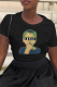 Black Casual Street Print Patchwork O Neck T-Shirts