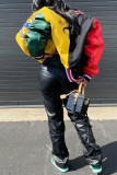 Red Casual Print Patchwork O Neck Outerwear