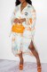 Multicolor Elegant Print Letter Turndown Collar Irregular Dress Dresses