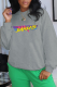Light Gray Casual Street Print Patchwork O Neck Tops
