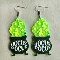 Dark Green Black HALLOWEEN SKULL FLUORESCENT EARRINGS