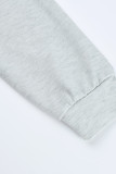 Blue Fashion Casual Solid Slit Hooded Collar Long Sleeve Dresses
