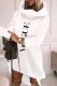 White Casual Print Letter Turtleneck Irregular Dress Dresses