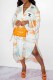 Multicolor Elegant Print Letter Turndown Collar Irregular Dress Dresses