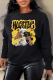 Black Street Vintage Print Patchwork O Neck Tops