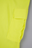 Yellow Casual Solid Patchwork O Neck Short Sleeve Two Pieces