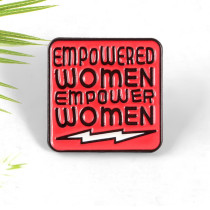 Red EMPOWER WOMEN SQUARE BROOCH