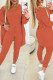 Brown Elegant Solid Patchwork Draw String O Neck Long Sleeve Three Pieces