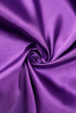 Purple Casual Letter Patchwork O Neck Outerwear