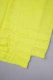 Yellow Casual Solid Patchwork O Neck Short Sleeve Two Pieces