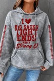 Red Casual Letter Print Basic Hooded Collar Tops