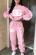 Pink Casual Print Letter Hooded Collar Long Sleeve Two Pieces