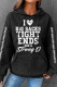 Black Casual Letter Print Basic Hooded Collar Tops