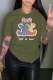 Army Green Street Cute Print Patchwork O Neck T-Shirts