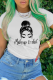 White Casual Daily Print Patchwork O Neck T-Shirts