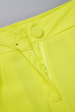 Yellow Casual Solid Patchwork O Neck Short Sleeve Two Pieces