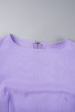 Yellow Casual Solid Patchwork O Neck Short Sleeve Two Pieces