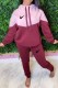 Red Casual Print Patchwork Hooded Collar Long Sleeve Two Pieces