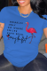 Royal Blue Vintage Print Letter O Neck T-Shirts