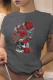 Dark Gray Street Vintage Print Skull Patchwork O Neck T-Shirts