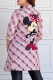 Light Purple Casual Character Print Letter Turn-back Collar Outerwear