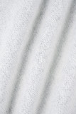 Grey Casual Embroidery Basic O Neck Tops