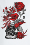 Black Casual Print Skull Patchwork O Neck Tops