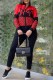 Red Casual Print Letter Zipper Collar Long Sleeve Two Pieces