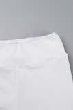 White Sexy Casual Sportswear Solid Hollowed Out Backless Spaghetti Strap Sleeveless Two Pieces