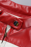 Black Street Solid Patchwork Buttons Zipper Mandarin Collar Tops