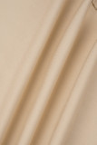 Apricot Casual Solid Backless Spaghetti Strap Sleeveless Two Pieces