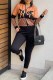 Khaki Casual Print Letter Zipper Collar Long Sleeve Two Pieces