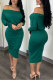 Green Casual Daily Simplicity Basis Solid Color Long Sleeve Two Pieces
