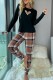Black Casual Living Print Basic Sleepwear Two Piece Set