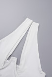 White Sexy Casual Sportswear Solid Hollowed Out Backless Spaghetti Strap Sleeveless Two Pieces
