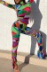 Colour Casual Not Positioning Printed Basic Turtleneck Long Sleeve Two Pieces