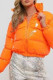 Tangerine Sexy Solid Patchwork Zipper O Neck Outerwear