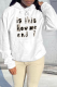 White Daily Print Draw String Hooded Collar Tops