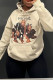 Khaki Casual Print Patchwork Draw String Pocket Hooded Collar Tops