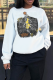 White Vintage Print Patchwork O Neck Tops