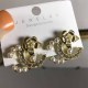 Gold Elegant Letter Pearl Rhinestone Earrings